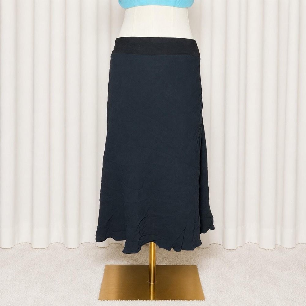 Y2K black bias cut midi skirt